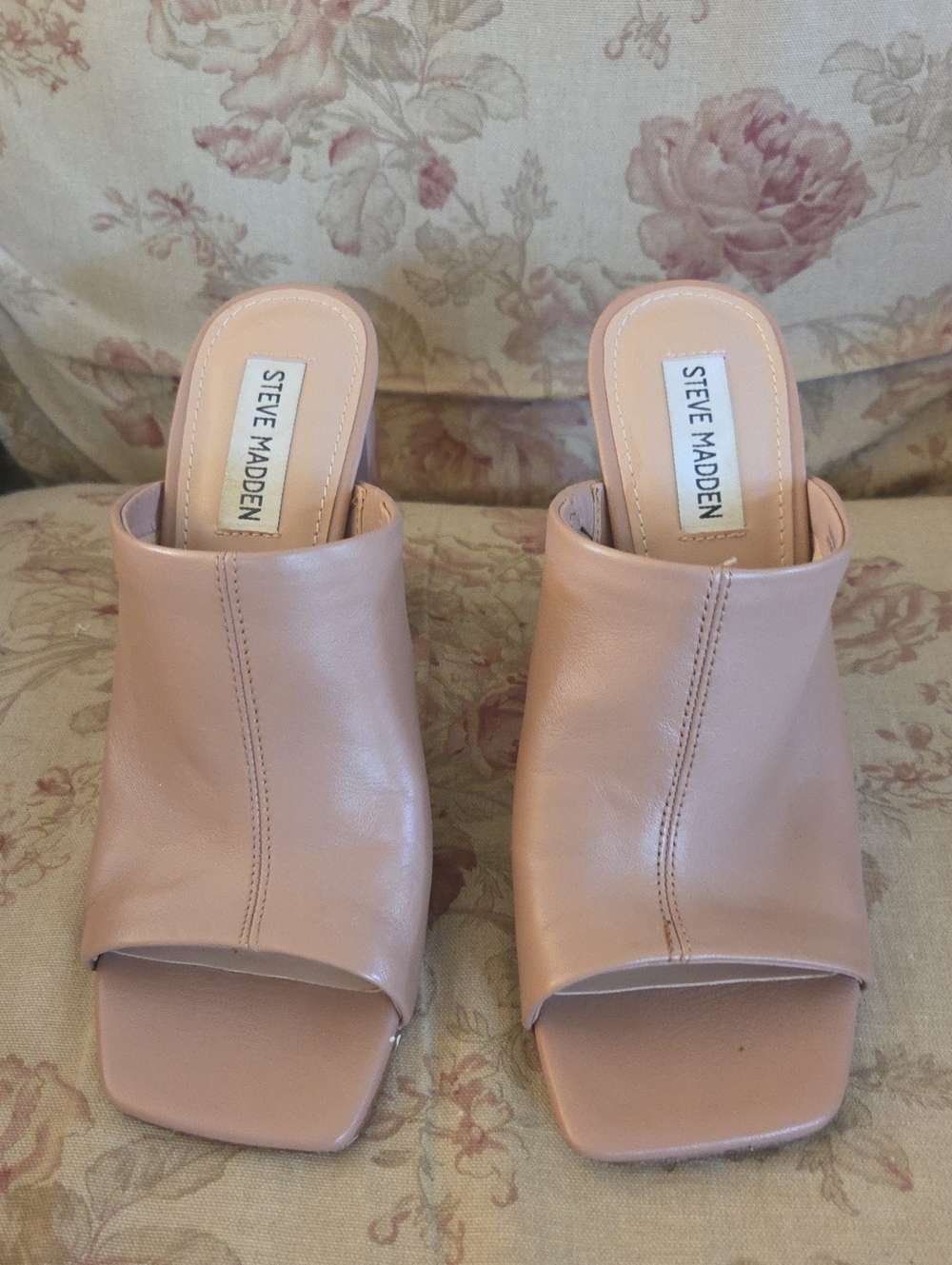 Steve Madden Blush Leather Open-Toe Slide Mules